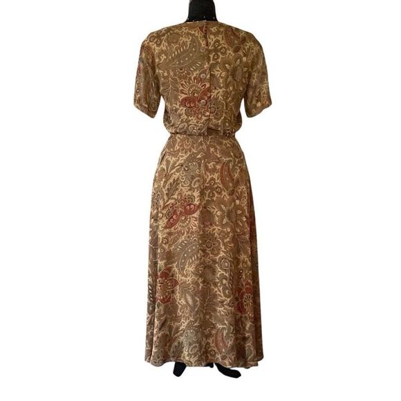 Vintage 100% Silk Saks Fifth Avenue Midi Dress Women’s 6 Paisley Lined - Picture 2 of 8